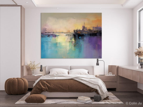 Large Paintings for Bedroom, Oversized Contemporary Wall Art Paintings, Abstract Landscape Painting on Canvas, Extra Large Original Artwork-Grace Painting Crafts