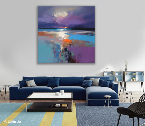 Original Abstract Art, Hand Painted Canvas Art, Landscape Canvas Art, Sunrise Landscape Acrylic Art, Large Abstract Painting for Living Room-Grace Painting Crafts