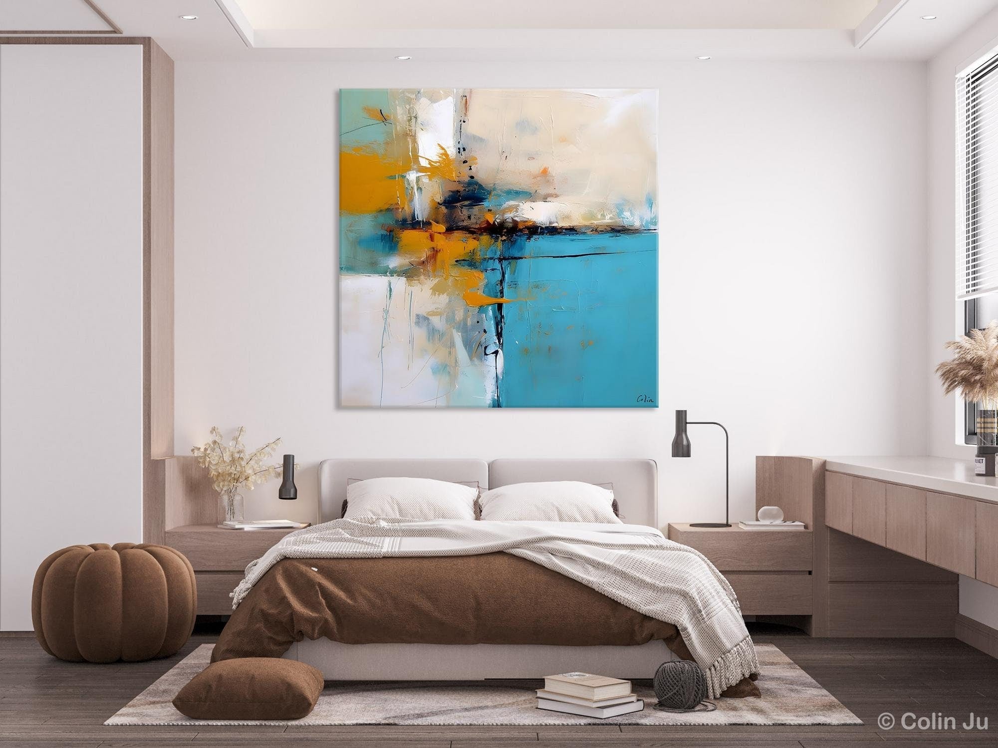Large Abstract Art for Bedroom, Modern Canvas Paintings, Original Abstract Wall Art, Geometric Modern Acrylic Art, Contemporary Canvas Art-Grace Painting Crafts