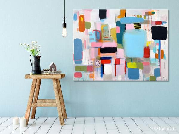 Original Abstract Art, Hand Painted Canvas Art, Modern Wall Art Ideas for Dining Room, Large Canvas Paintings, Contemporary Acrylic Painting-Grace Painting Crafts