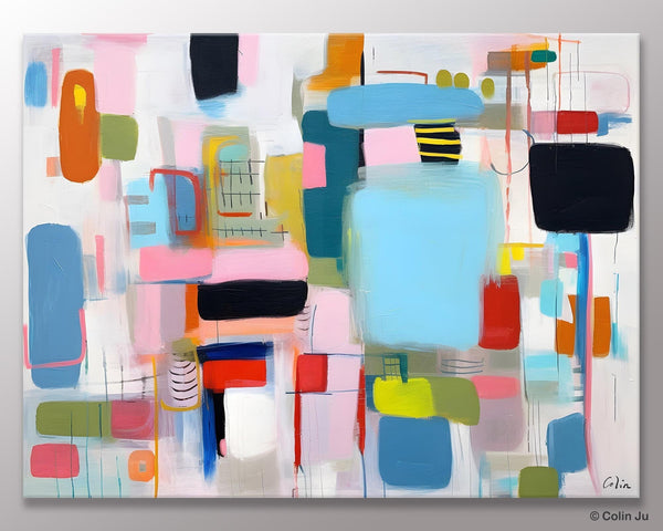 Original Abstract Art, Hand Painted Canvas Art, Modern Wall Art Ideas for Dining Room, Large Canvas Paintings, Contemporary Acrylic Painting-Grace Painting Crafts