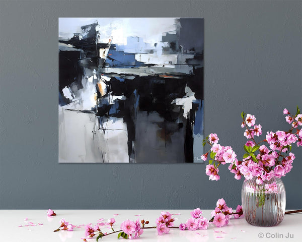 Original Modern Wall Art on Canvas, Black Contemporary Canvas Art, Modern Acrylic Artwork for Sale, Large Abstract Painting for Bedroom-Grace Painting Crafts