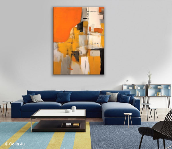 Large Paintings for Bedroom, Yellow Abstract Art Paintings, Large Contemporary Wall Art, Hand Painted Canvas Art, Original Modern Painting-Grace Painting Crafts