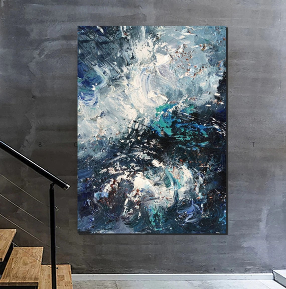 Large Heavy Texture Acrylic Paintings, Simple Modern Art Ideas for Bedroom, Modern Paintings for Living Room, Blue Modern Wall Art Ideas-Grace Painting Crafts