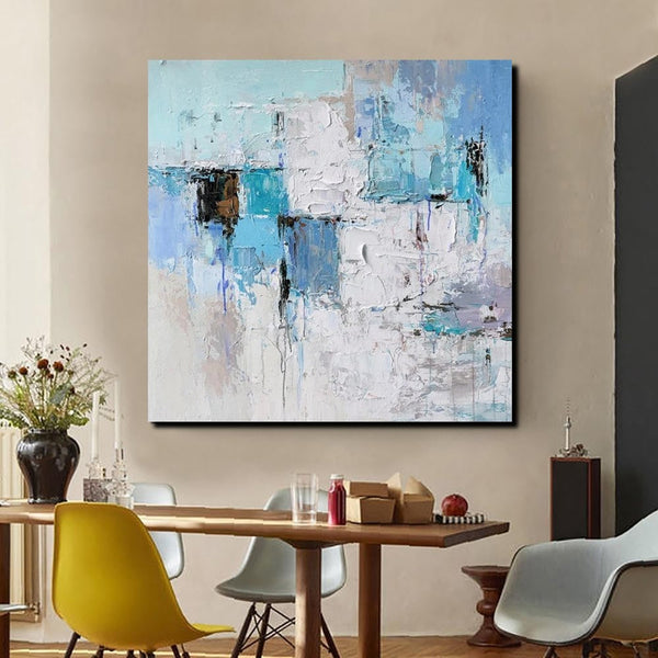 Simple Modern Paintings, Bedroom Abstract Paintings, Blue Abstract Contemporary Art, Acrylic Painting on Canvas, Hand Painted Canvas Art-Grace Painting Crafts