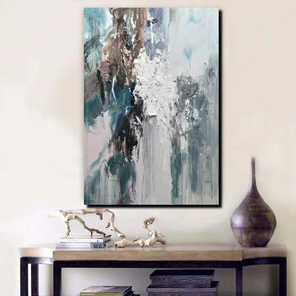 Living Room Abstract Paintings, Large Acrylic Canvas Paintings, Large Wall Art Ideas, Impasto Painting, Blue Modern Abstract Painting-Grace Painting Crafts