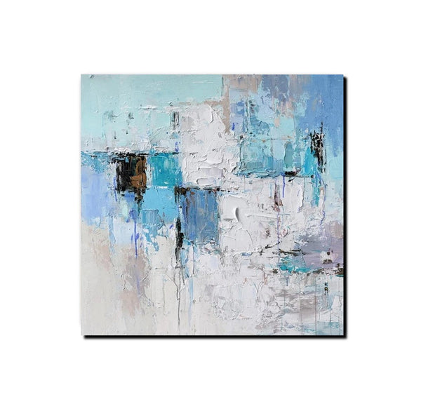 Simple Modern Paintings, Bedroom Abstract Paintings, Blue Abstract Contemporary Art, Acrylic Painting on Canvas, Hand Painted Canvas Art-Grace Painting Crafts
