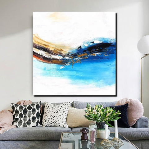 Simple Abstract Paintings, Bedroom Modern Paintings, Modern Contemporary Art, Acrylic Painting on Canvas, Blue Canvas Painting-Grace Painting Crafts