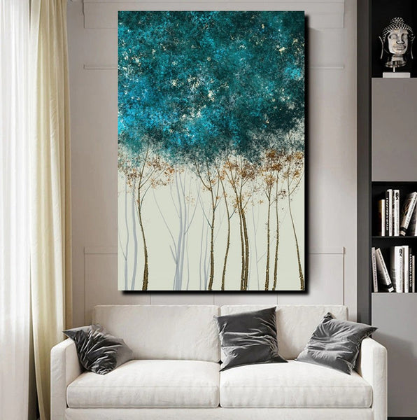 Tree Paintings, Simple Modern Art, Dining Room Wall Art Ideas, Buy Canvas Art Online, Simple Abstract Art, Large Acrylic Painting on Canvas-Grace Painting Crafts