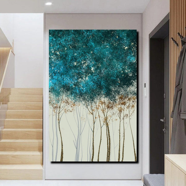 Tree Paintings, Simple Modern Art, Dining Room Wall Art Ideas, Buy Canvas Art Online, Simple Abstract Art, Large Acrylic Painting on Canvas-Grace Painting Crafts