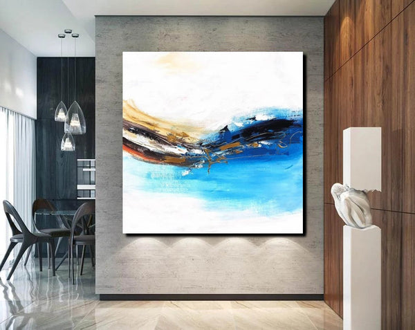 Simple Abstract Paintings, Bedroom Modern Paintings, Modern Contemporary Art, Acrylic Painting on Canvas, Blue Canvas Painting-Grace Painting Crafts