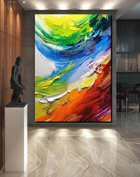 Contemporary Modern Art, Living Room Wall Art Ideas, Impasto Paintings, Buy Large Paintings Online, Palette Knife Paintings-Grace Painting Crafts