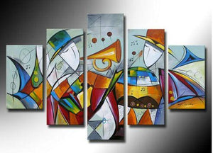Extra Large Wall Art Paintings, 5 Piece Abstract Painting, Simple Canvas Painting, Music Paintings, Modern Acrylic Paintings-Grace Painting Crafts