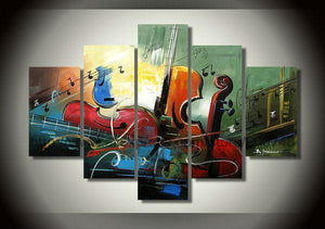 5 Piece Abstract Art Painting, Cello Painting, Modern Acrylic Painting, Violin Painting, Bedroom Abstract Paintings-Grace Painting Crafts