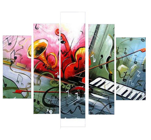 Violin Painting, Bedroom Abstract Painting, Electronic Organ Painting, 5 Piece Canvas Art-Grace Painting Crafts