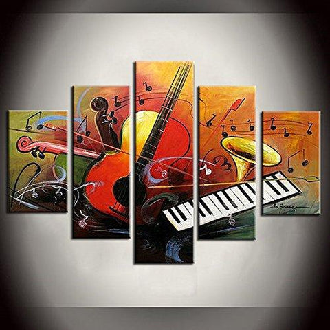 5 Piece Canvas Art Paintings, Violin Musical Instruction Painting, Abstract Canvas Painting, Electronic Organ Painting, Modern Paintings-Grace Painting Crafts