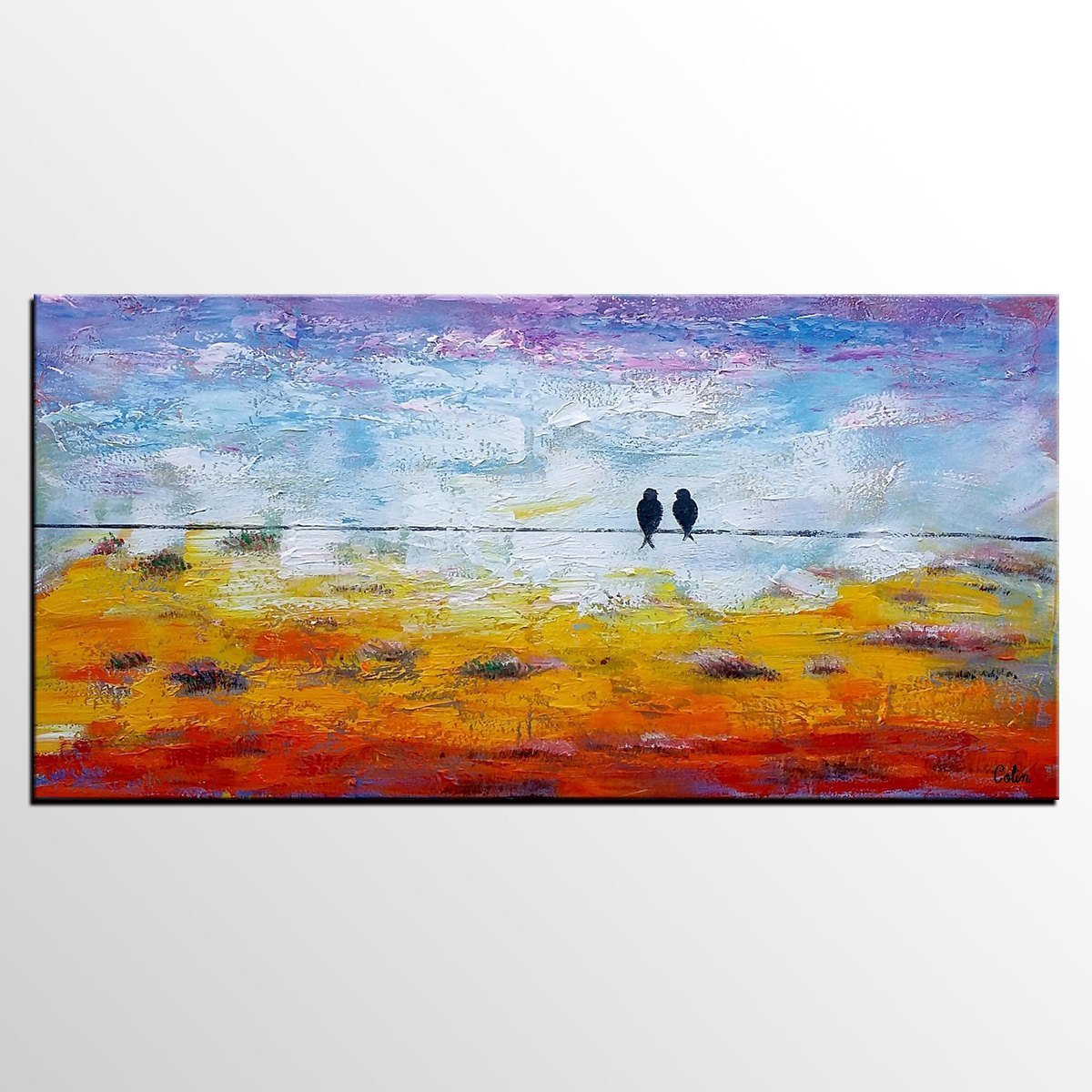 Modern Art, Contemporary Artwork, Love Birds Painting, Abstract Art Painting, Wedding Gift-Grace Painting Crafts