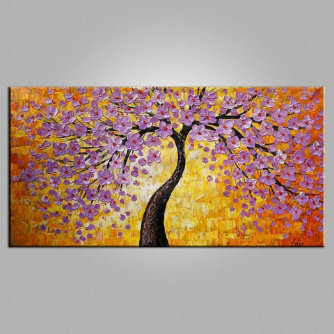 Texture Wall Art, Contemporary Art, Tree Painting, Acrylic Paintings, Flower Painting, Bedroom Wall Art, Heavy Texture Painting-Grace Painting Crafts