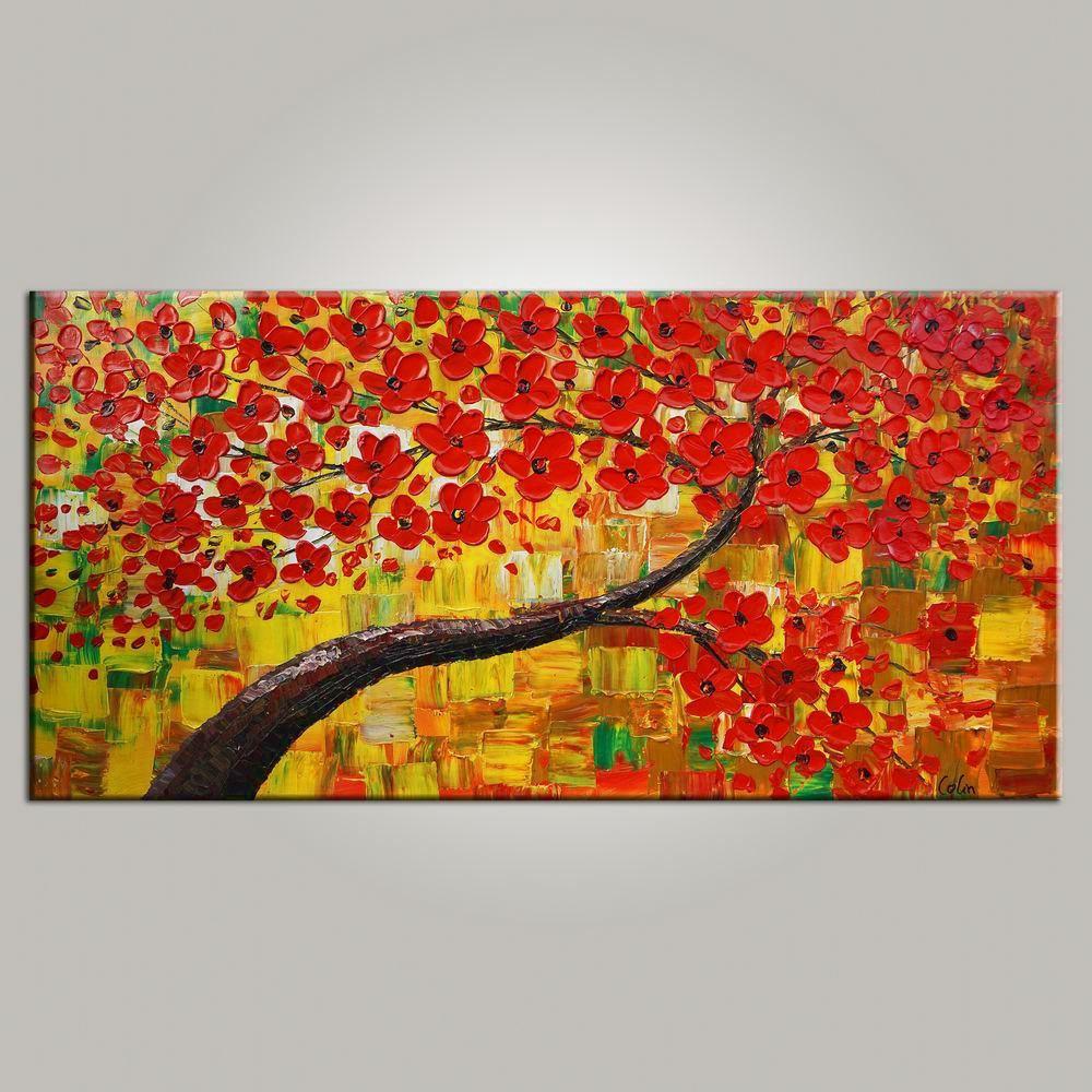 Heavy Texture Art, Flower Tree Art, Contemporary Wall Art, Modern Art, Art for Sale, Abstract Art Painting-Grace Painting Crafts