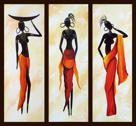 African Woman Painting, African Girl Painting, Abstract Figure Art, Dining Room Abstract Painting, Hand Painted Wall Art Paintings-Grace Painting Crafts
