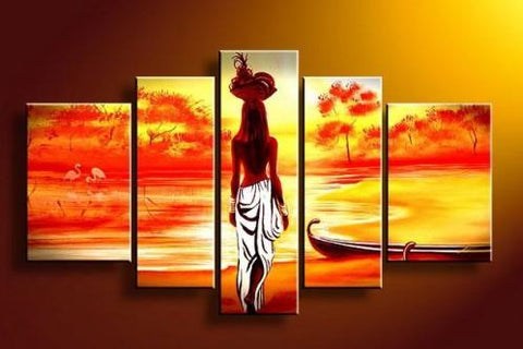 African Girl Painting, Sunset Painting, Extra Large Wall Art Paintings, African Woman Painting, African Acrylic Paintings, Buy Art Online-Grace Painting Crafts