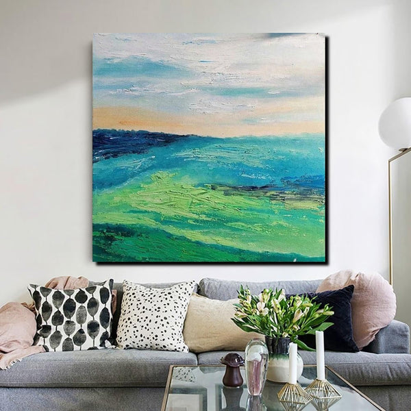 Landscape Acrylic Paintings, Abstract Landscape Painting, Modern Paintings for Living Room, Heavy Texture Painting, Large Painting Behind Sofa-Grace Painting Crafts