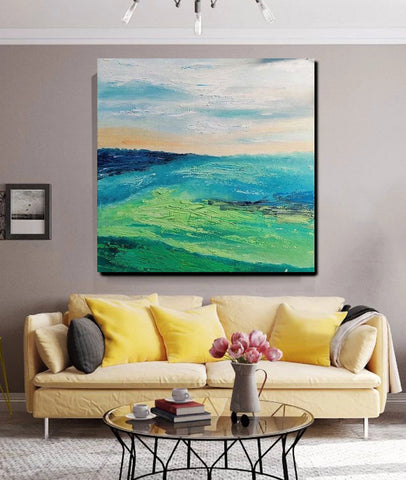 Landscape Acrylic Paintings, Abstract Landscape Painting, Modern Paintings for Living Room, Heavy Texture Painting, Large Painting Behind Sofa-Grace Painting Crafts