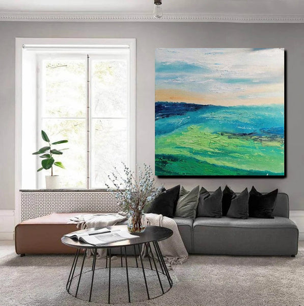 Landscape Acrylic Paintings, Abstract Landscape Painting, Modern Paintings for Living Room, Heavy Texture Painting, Large Painting Behind Sofa-Grace Painting Crafts