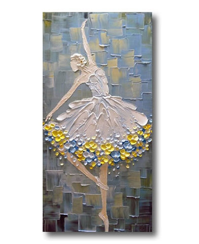 Heavy Texture Painting, Ballet Dancer Painting, Simple Acrylic Paintings, Palette Knife Painting, Acrylic Painting for Bedroom, Painting on Canvas-Grace Painting Crafts