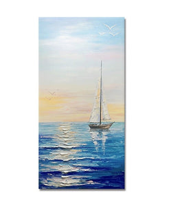 Sail Boat Seascape Painting, Heavy Texture Painting, Palette Knife Painting, Acrylic Painting on Canvas, Large Painting for Sale-Grace Painting Crafts