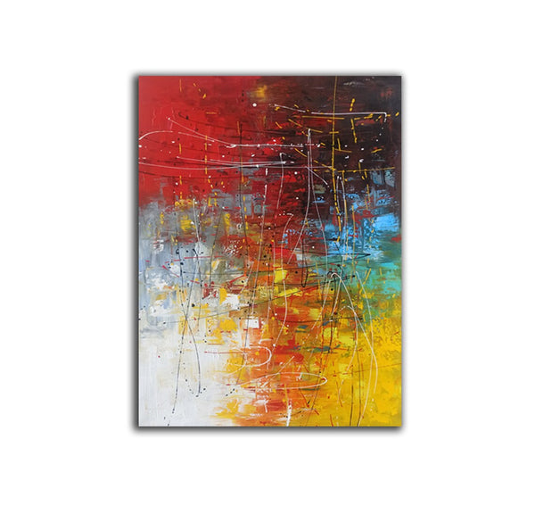 Contemporary Canvas Artwork, Large Modern Acrylic Painting, Red Abstract Wall Art Paintings, Modern Art for Dining Room, Hand Painted Wall Art Painting-Grace Painting Crafts