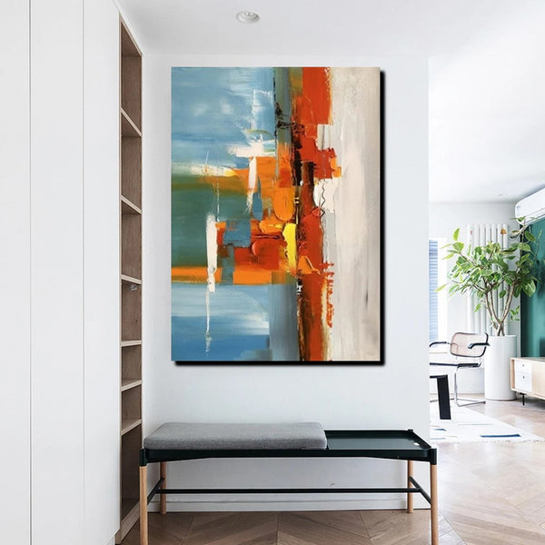 Abstract Paintings Behind Sofa, Heavy Texture Paintings for Living Room, Contemporary Modern Art, Buy Large Paintings Online-Grace Painting Crafts