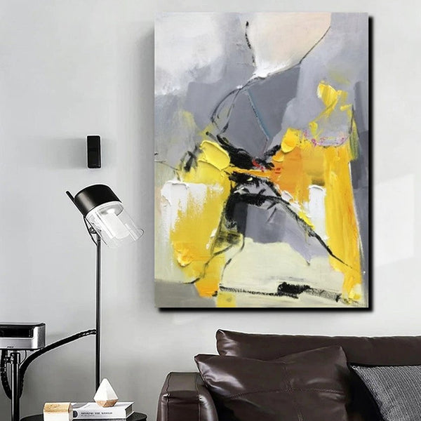 Abstract Paintings Behind Sofa, Acrylic Paintings for Bedroom, Palette Knife Canvas Art, Contemporary Canvas Wall Art, Buy Paintings Online-Grace Painting Crafts