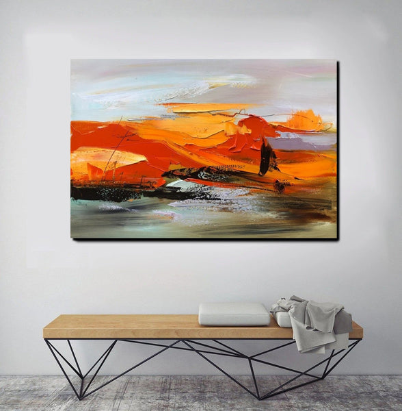 Acrylic Paintings on Canvas, Large Paintings Behind Sofa, Large Painting for Living Room, Heavy Texture Painting, Buy Paintings Online-Grace Painting Crafts