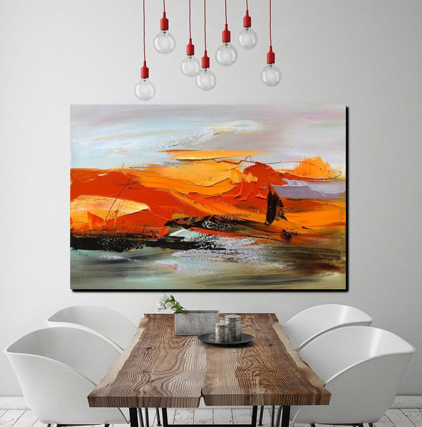 Acrylic Paintings on Canvas, Large Paintings Behind Sofa, Large Painting for Living Room, Heavy Texture Painting, Buy Paintings Online-Grace Painting Crafts