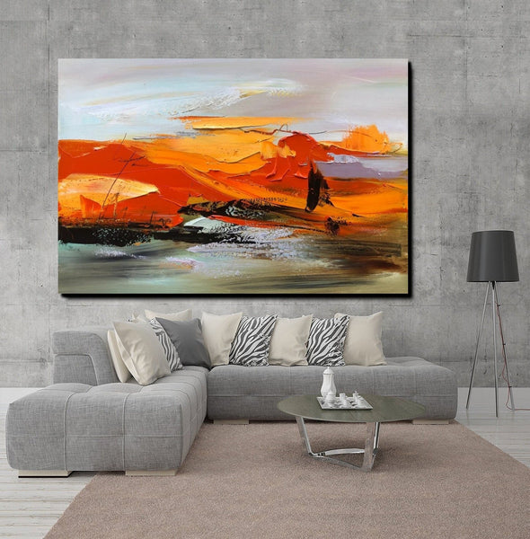 Acrylic Paintings on Canvas, Large Paintings Behind Sofa, Large Painting for Living Room, Heavy Texture Painting, Buy Paintings Online-Grace Painting Crafts