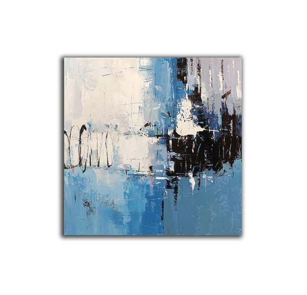 Simple Abstract Painting for Living Room, Modern Paintings for Dining Room, Blue Contemporary Modern Art Paintings, Hand Painted Art, Bedroom Wall Art Ideas-Grace Painting Crafts