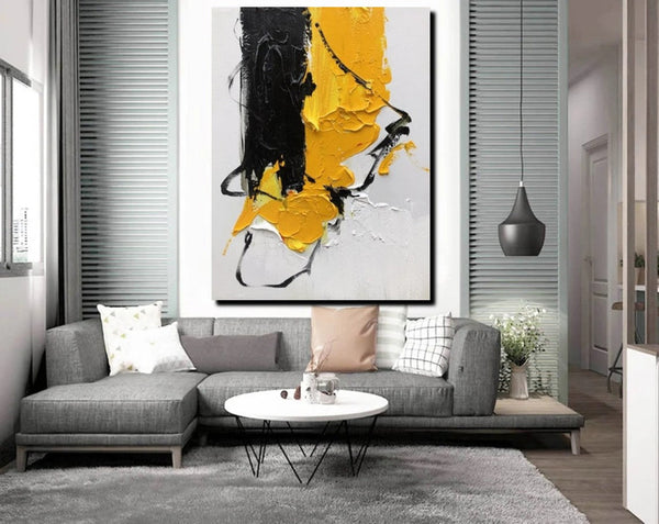 Acrylic Paintings Behind Sofa, Abstract Paintings for Bedroom, Palette Knife Canvas Art, Contemporary Canvas Wall Art, Buy Paintings Online-Grace Painting Crafts