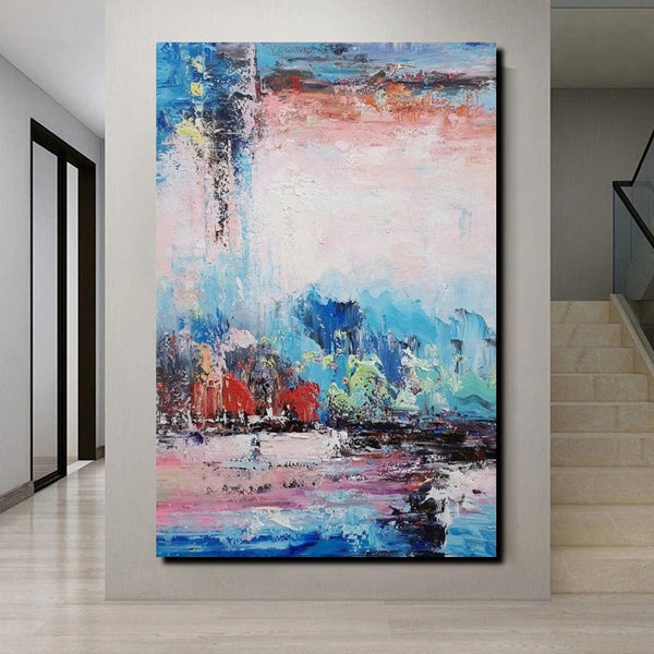 Modern Paintings Behind Sofa, Abstract Paintings for Living Room, Palette Knife Canvas Art, Impasto Wall Art, Buy Paintings Online-Grace Painting Crafts