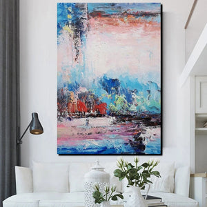 Modern Paintings Behind Sofa, Abstract Paintings for Living Room, Palette Knife Canvas Art, Impasto Wall Art, Buy Paintings Online-Grace Painting Crafts