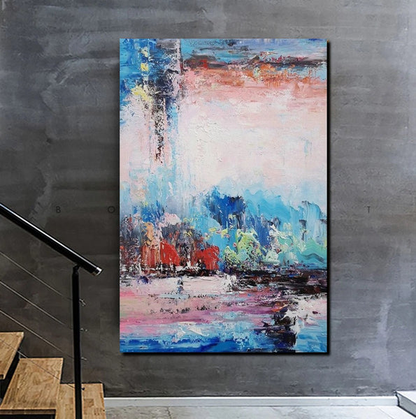 Modern Paintings Behind Sofa, Abstract Paintings for Living Room, Palette Knife Canvas Art, Impasto Wall Art, Buy Paintings Online-Grace Painting Crafts