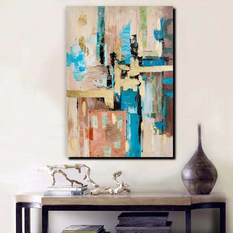 Abstract Paintings for Dining Room, Modern Paintings Behind Sofa, Palette Knife Canvas Art, Impasto Wall Art, Buy Paintings Online-Grace Painting Crafts
