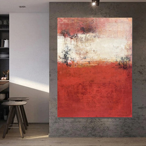 Canvas Painting for Living Room, Huge Contemporary Abstract Artwork, Red Abstract Painting Ideas for Interior Design, Modern Wall Art Painting-Grace Painting Crafts