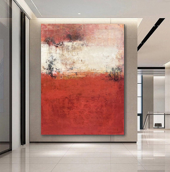 Canvas Painting for Living Room, Huge Contemporary Abstract Artwork, Red Abstract Painting Ideas for Interior Design, Modern Wall Art Painting-Grace Painting Crafts