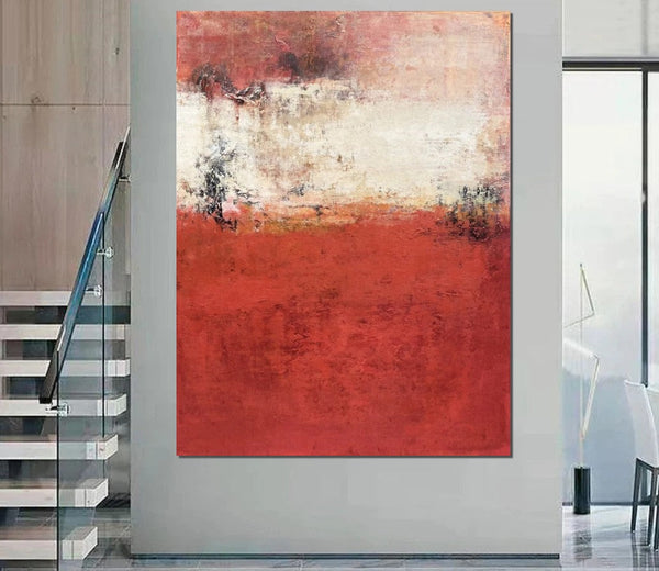 Canvas Painting for Living Room, Huge Contemporary Abstract Artwork, Red Abstract Painting Ideas for Interior Design, Modern Wall Art Painting-Grace Painting Crafts