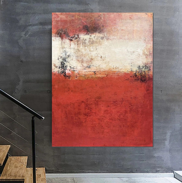 Canvas Painting for Living Room, Huge Contemporary Abstract Artwork, Red Abstract Painting Ideas for Interior Design, Modern Wall Art Painting-Grace Painting Crafts